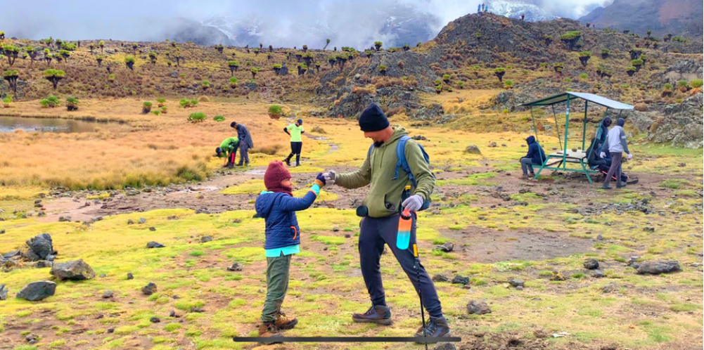 Mohammad and his uncle Mufaddal Mount Kenya
