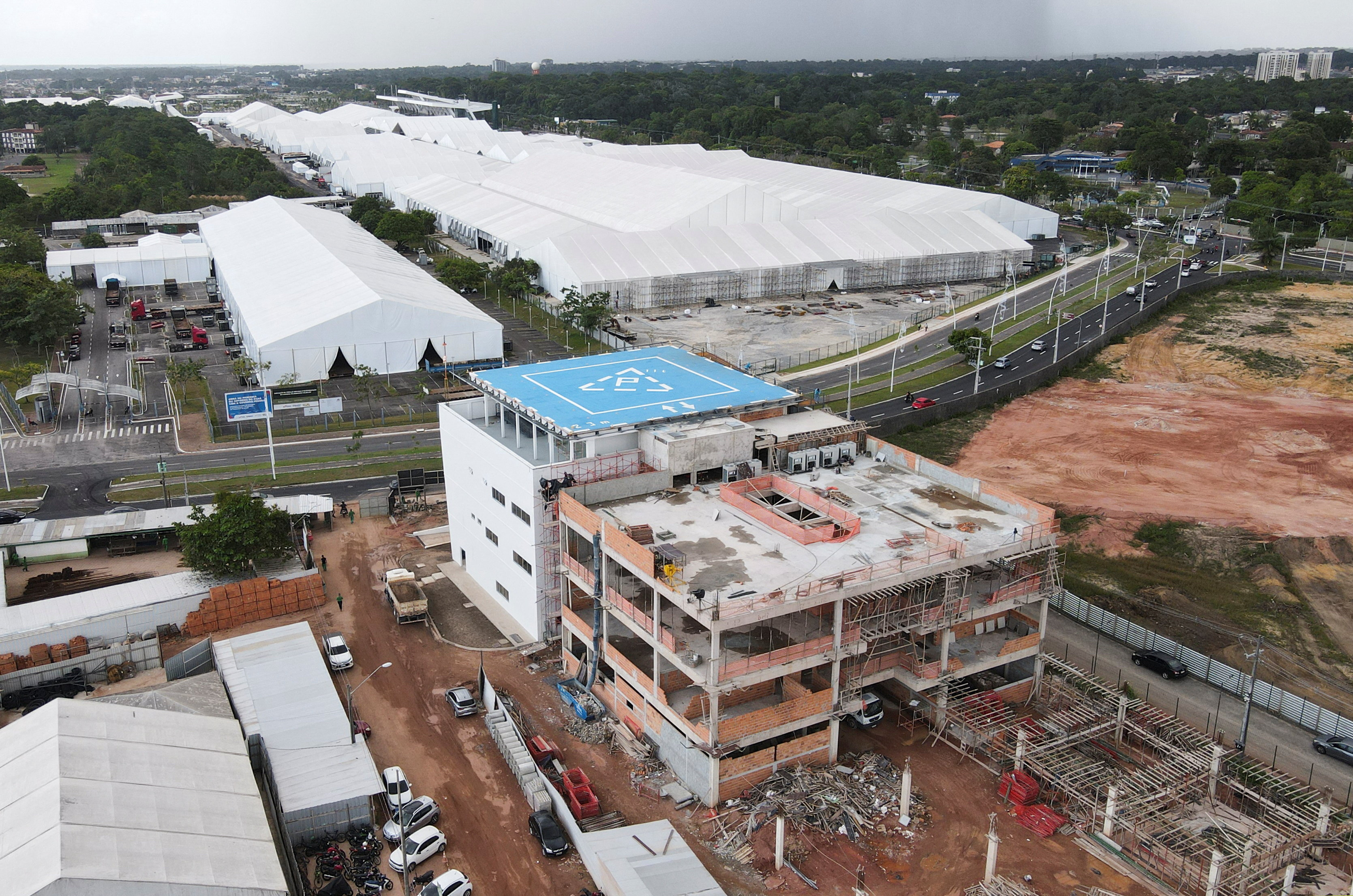 A building with a helipad under construction in Belem to serve foreign leaders during COP30 summit