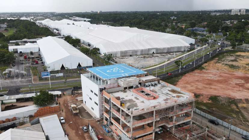A building with a helipad under construction in Belem to serve foreign leaders during COP30 summit
