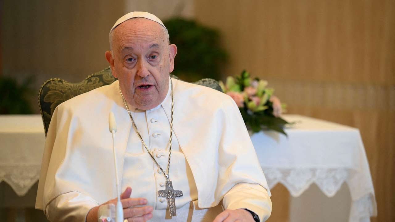 Pope Francis leads the Angelus prayer at the Vatican