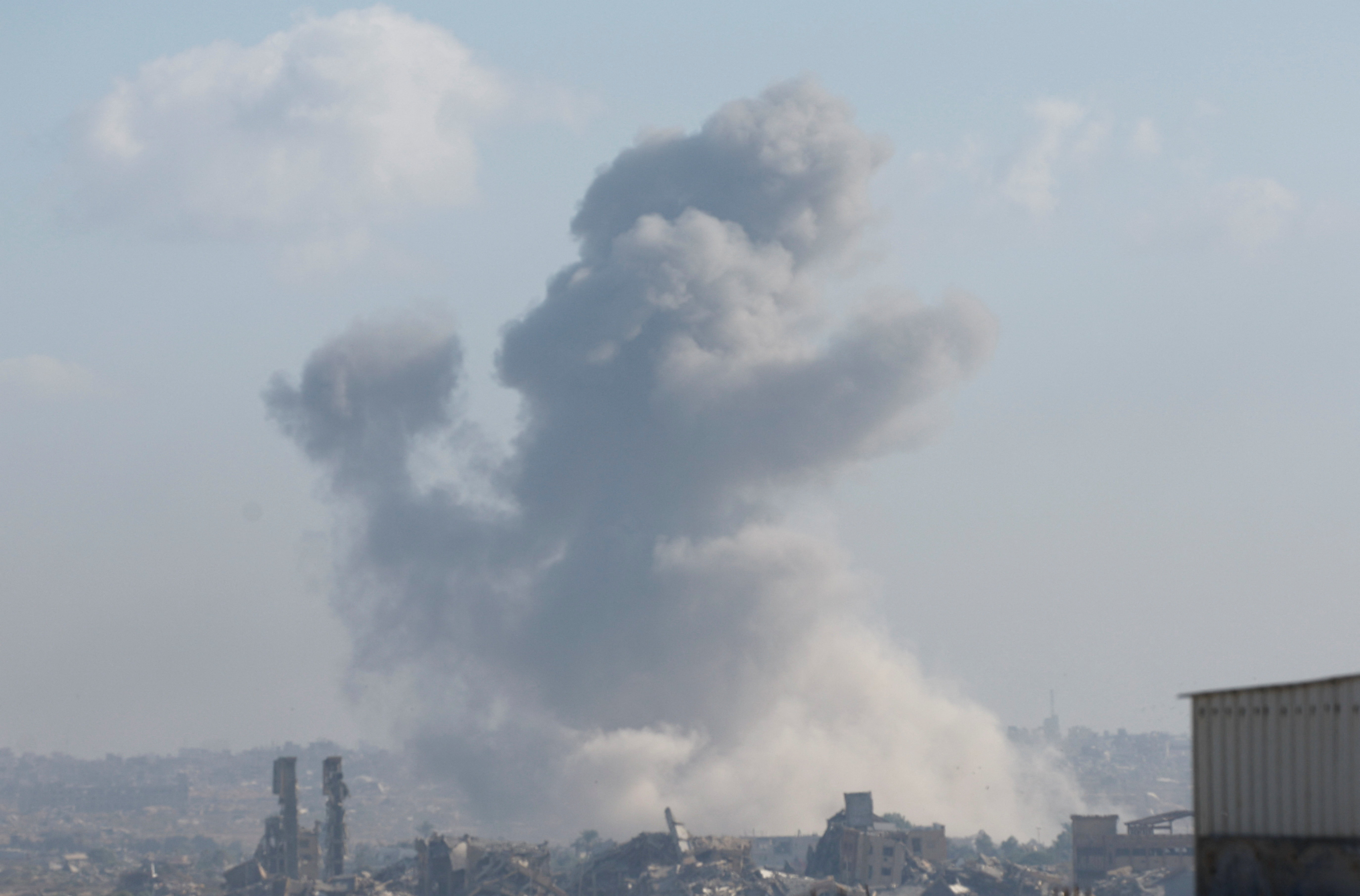 Smoke rises during an Israeli military operation in Gaza City