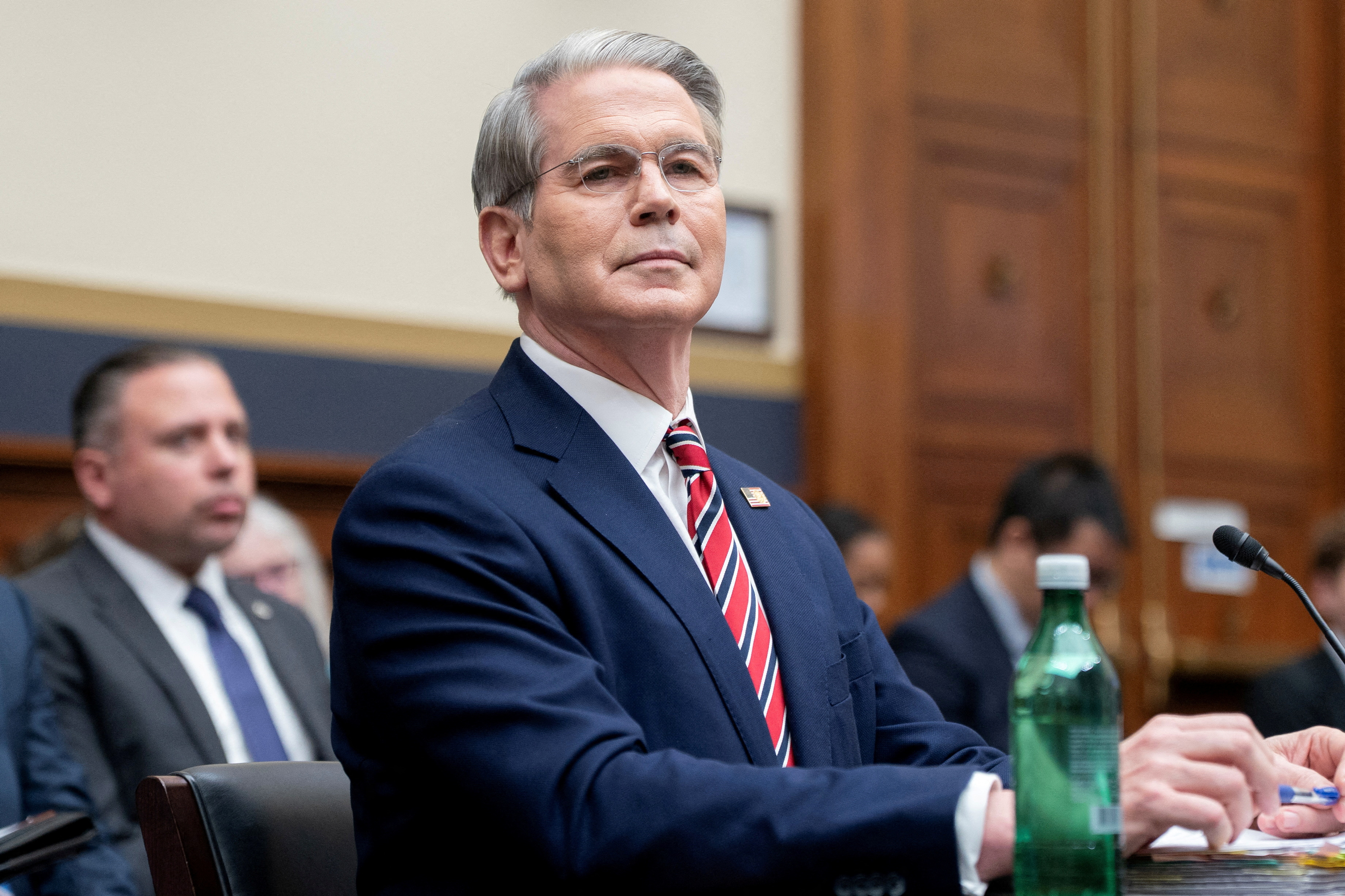 FILE PHOTO: U.S. Treasury Secretary Scott Bessent testifies before the House Financial Services Committee