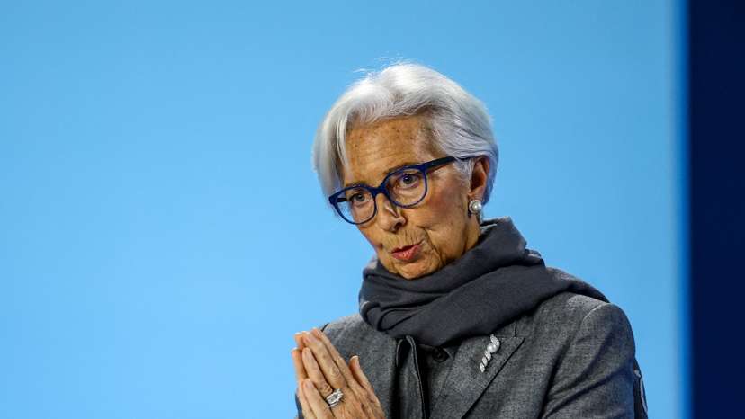 ECB President Lagarde speaks to the media following a monetary policy meeting in Frankfurt