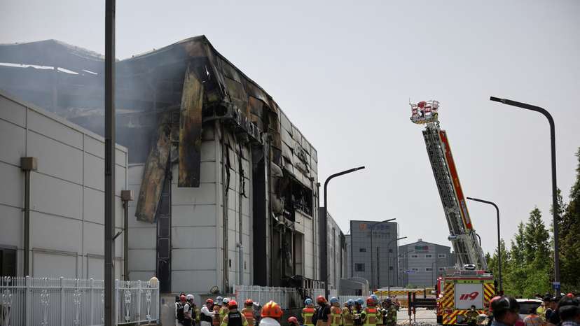FILE PHOTO: Fire at a lithium battery factory, in Hwaseong