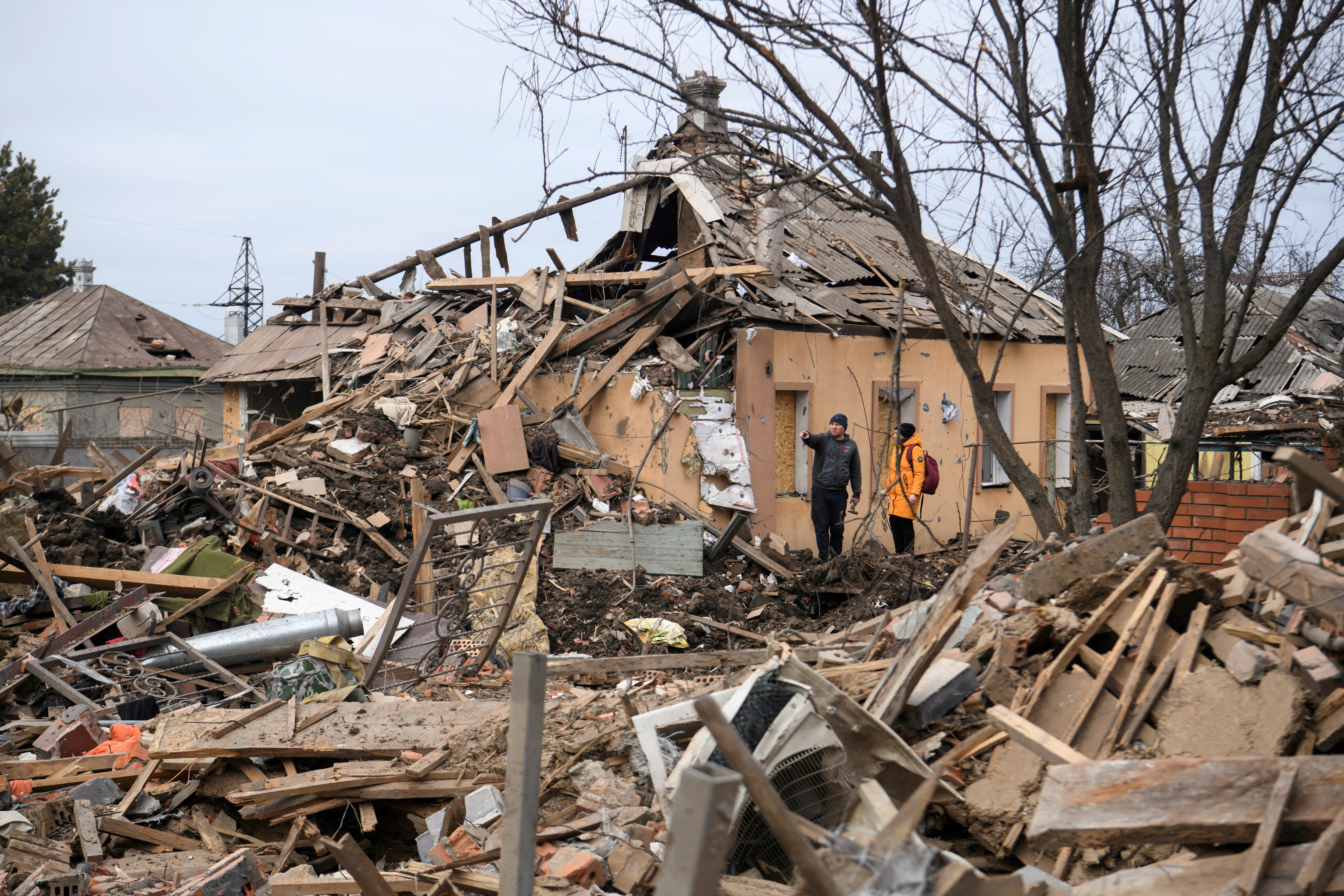 Aftermath of a Russian missile strike in Chuhuiv, Kharkiv region