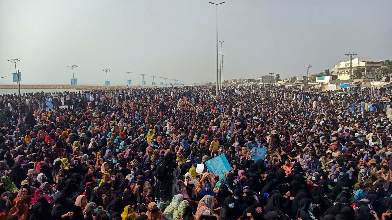 Supporters of the Balochistan Yakjehti Committee, attend Baloch National Gathering in Gwadar