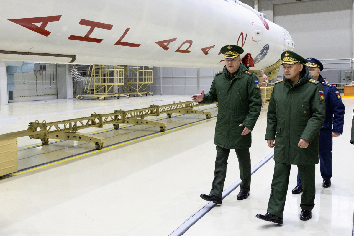 FILE PHOTO: Russian Defence Minister Sergei Shoigu visits the Plesetsk cosmodrome in Arkhangelsk region