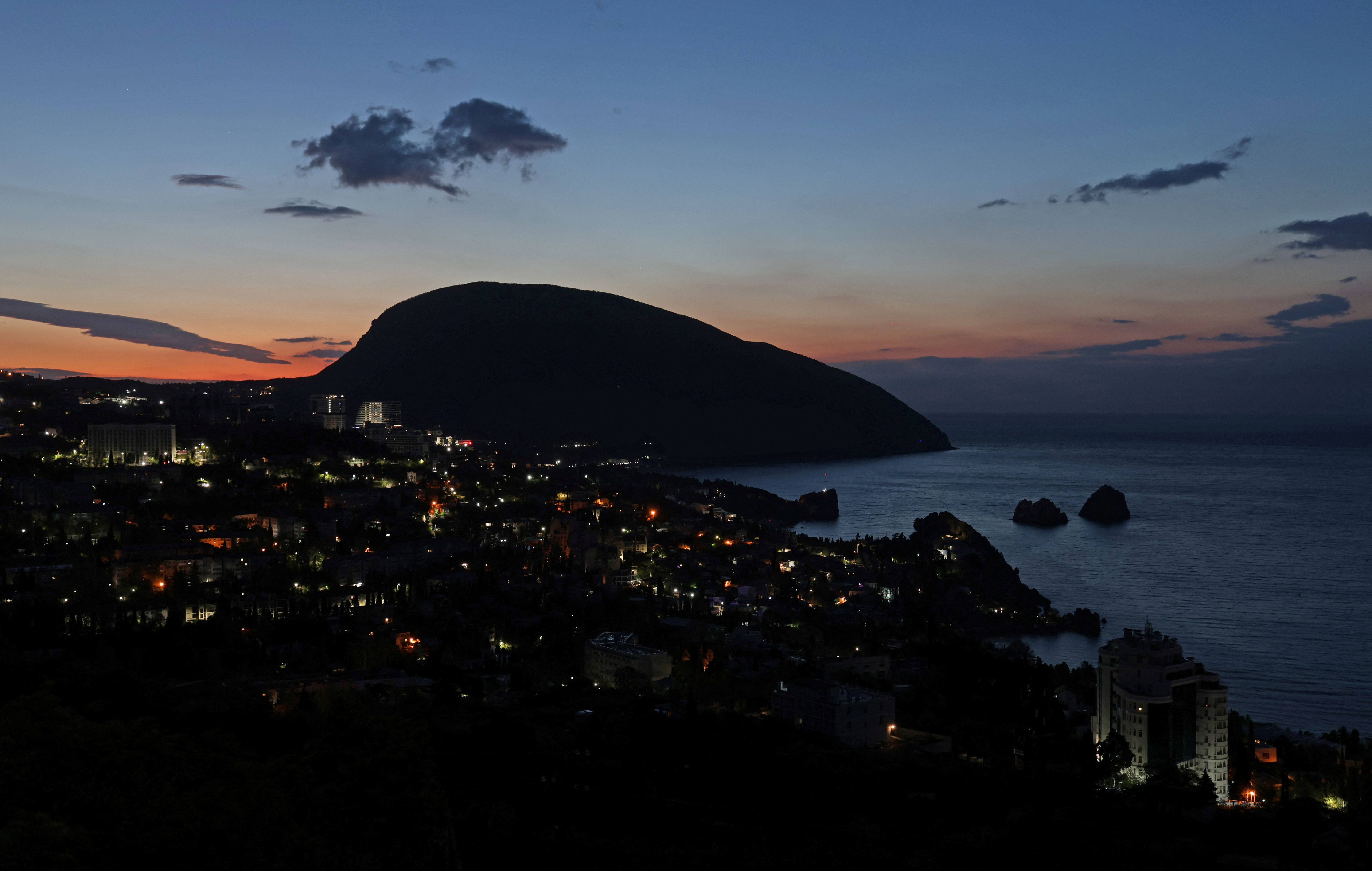 FILE PHOTO: A view shows the resort town of Gurzuf during sunrise