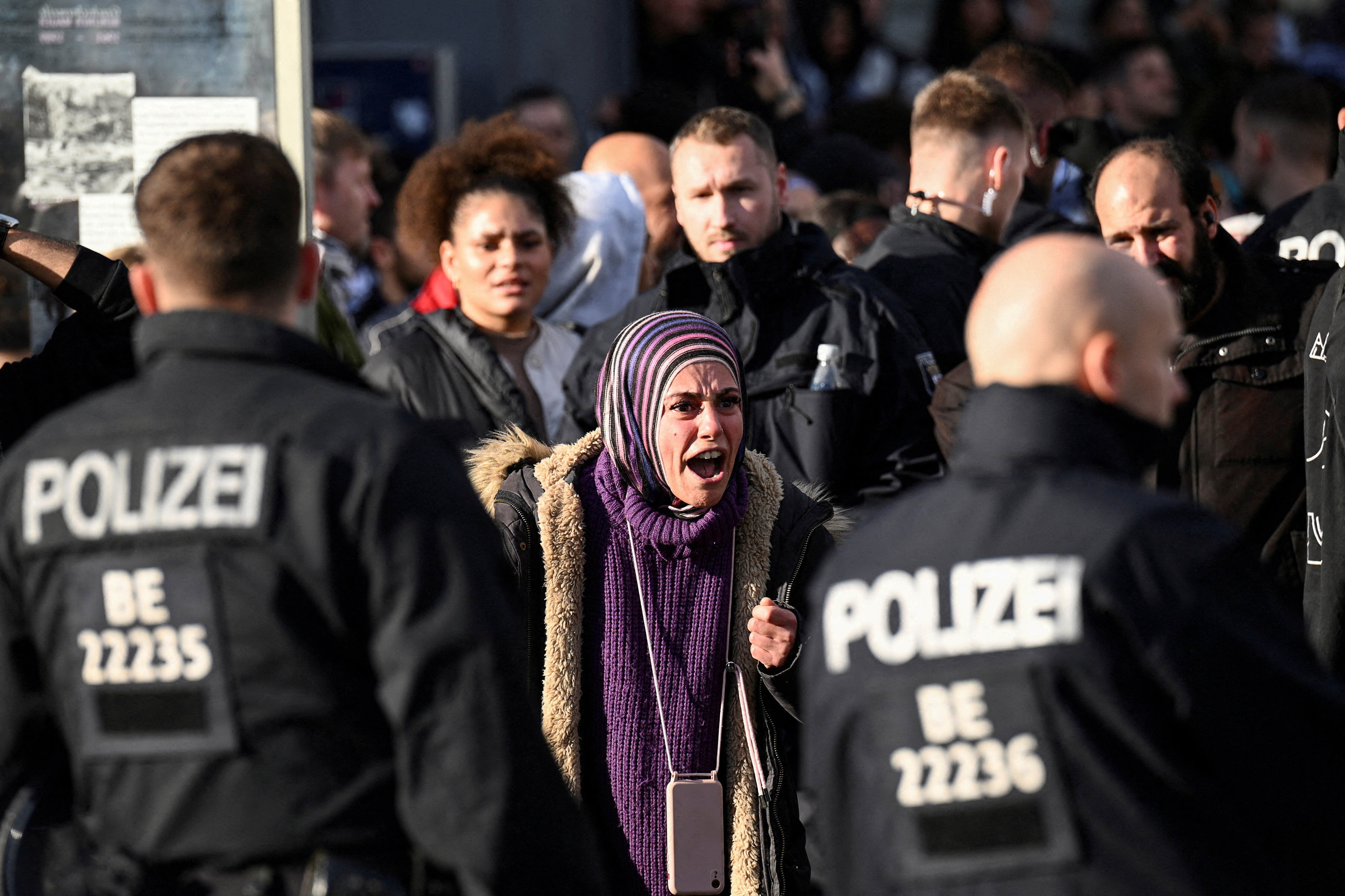 FILE PHOTO: Pro-Palestinian protest, on Potsdamer Platz in Berlin