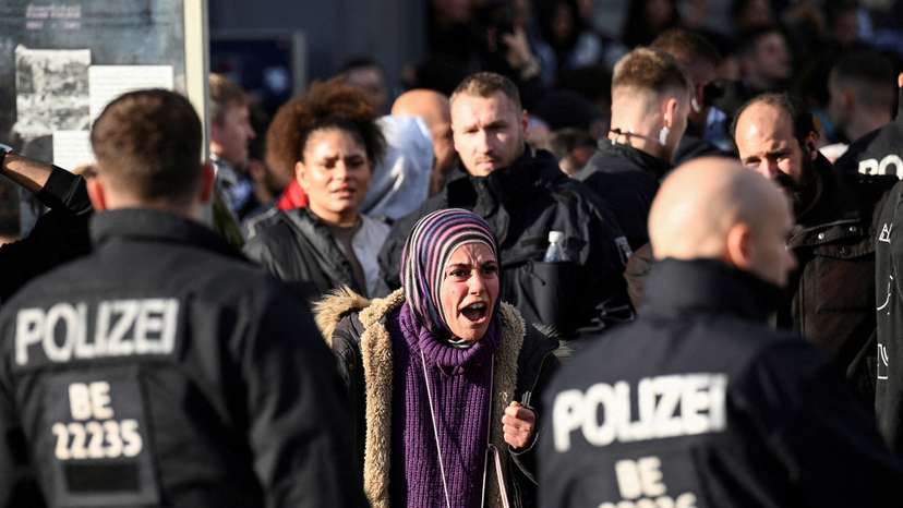 FILE PHOTO: Pro-Palestinian protest, on Potsdamer Platz in Berlin