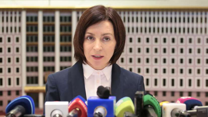 Maia Sandu, who was appointed as prime minister of Moldova, speaks to the media in Chisinau
