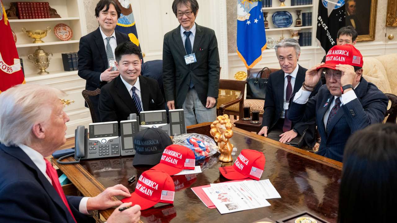 U.S President Trump meets with Japan's Economic Revitalization Minister Akazawa at the White House