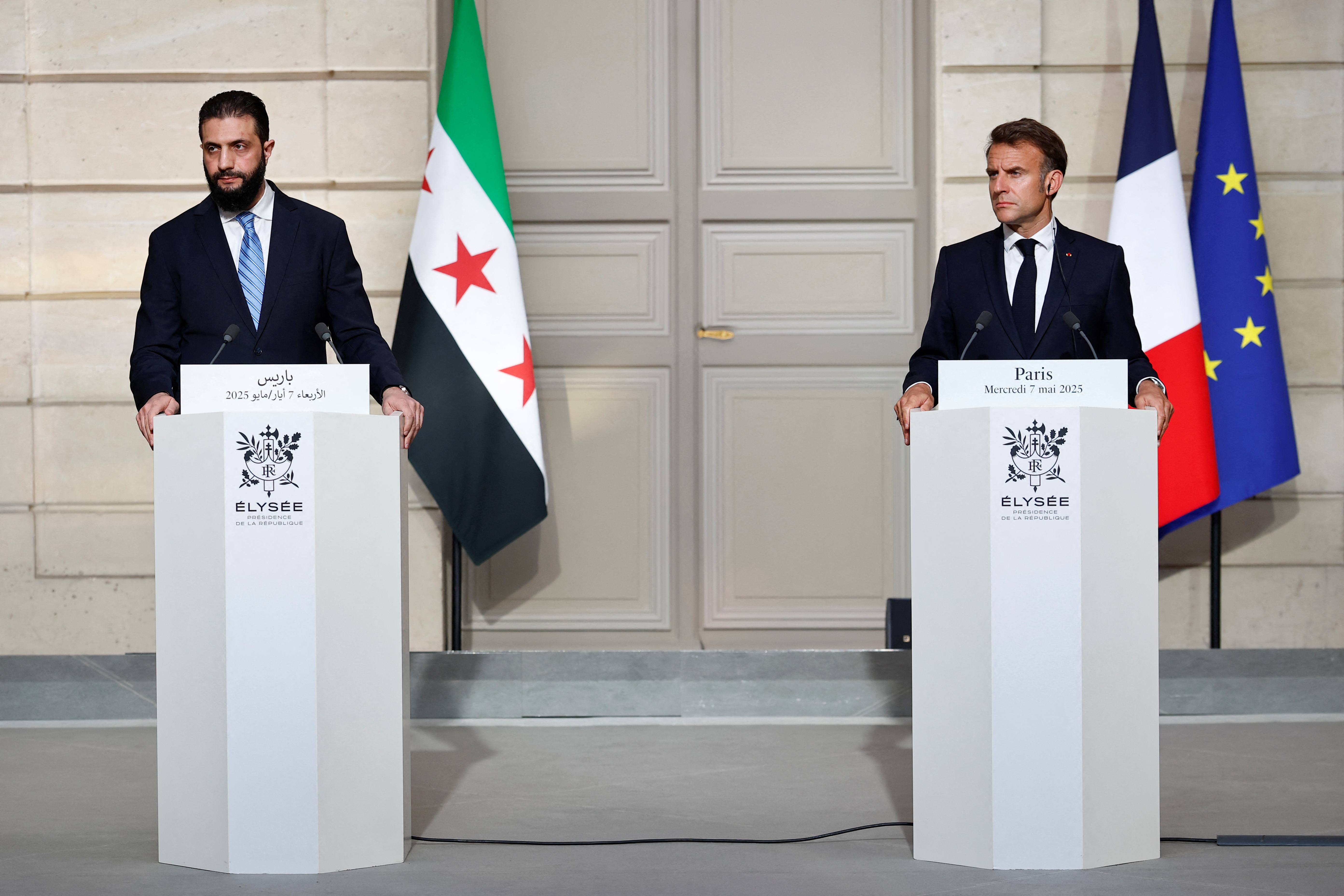 French President Macron meets Syria's President Ahmed al-Sharaa in Paris
