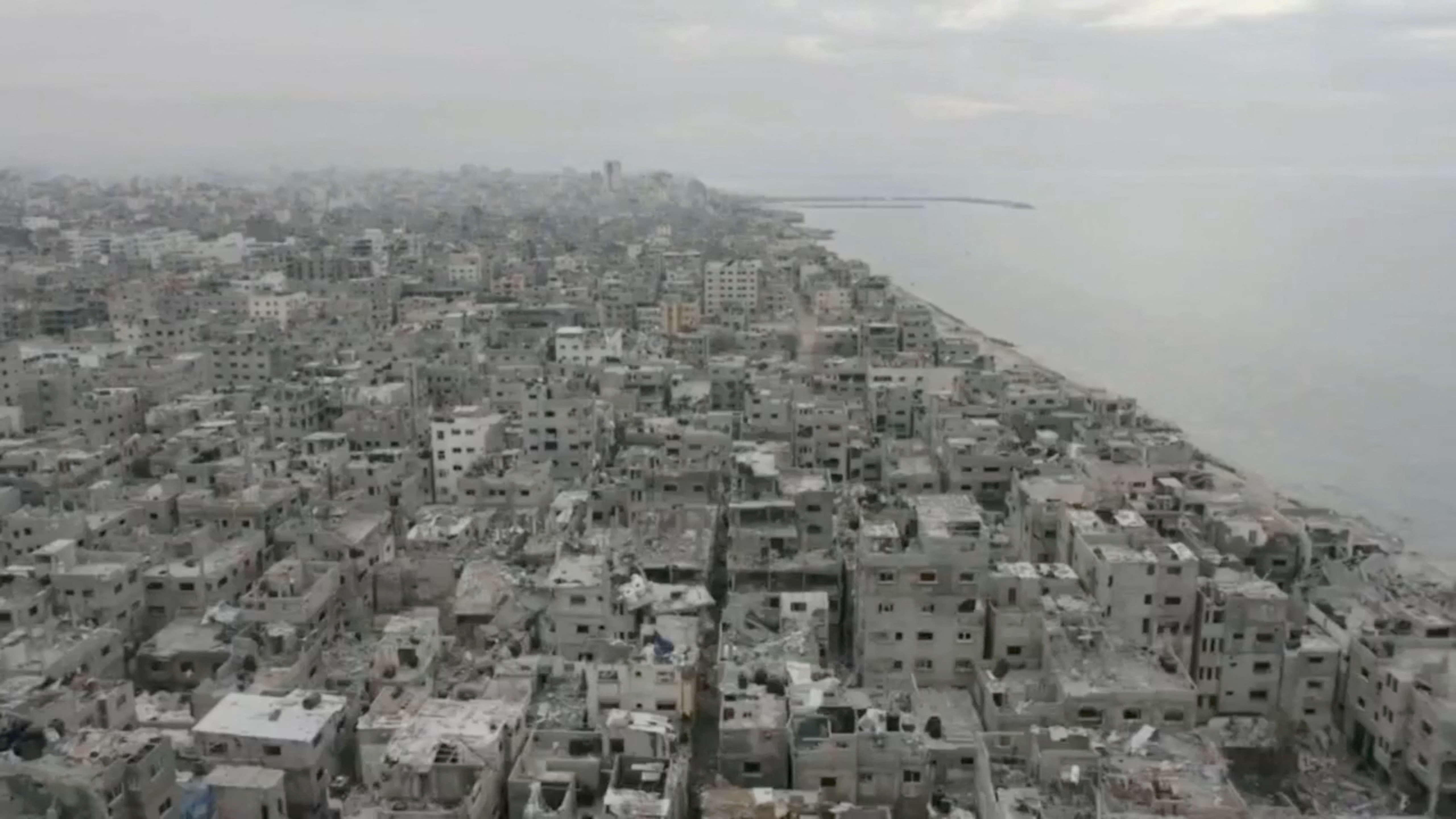 A view of damaged buildings, amid the ongoing conflict between Israel and the Palestinian Islamist group Hamas, in Gaza