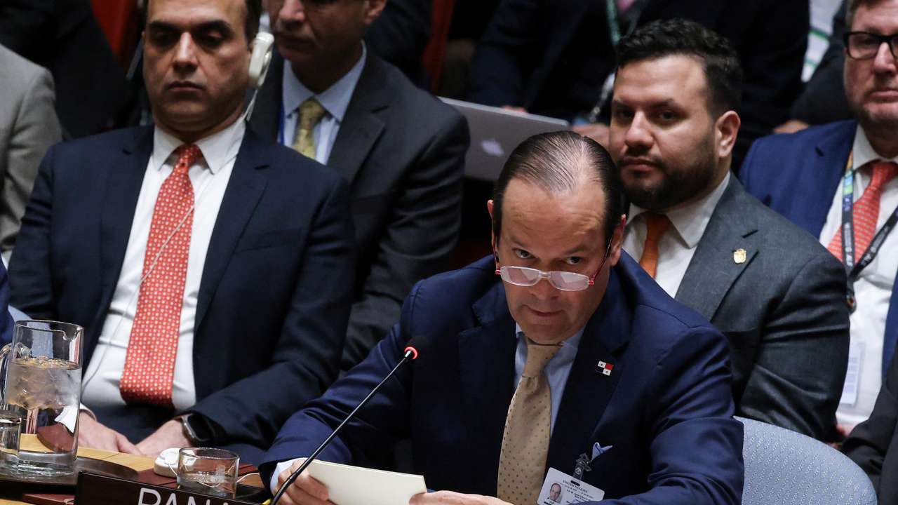 Panama's Foreign Minister Javier Martinez-Acha addresses U.N. Security Council Meeting