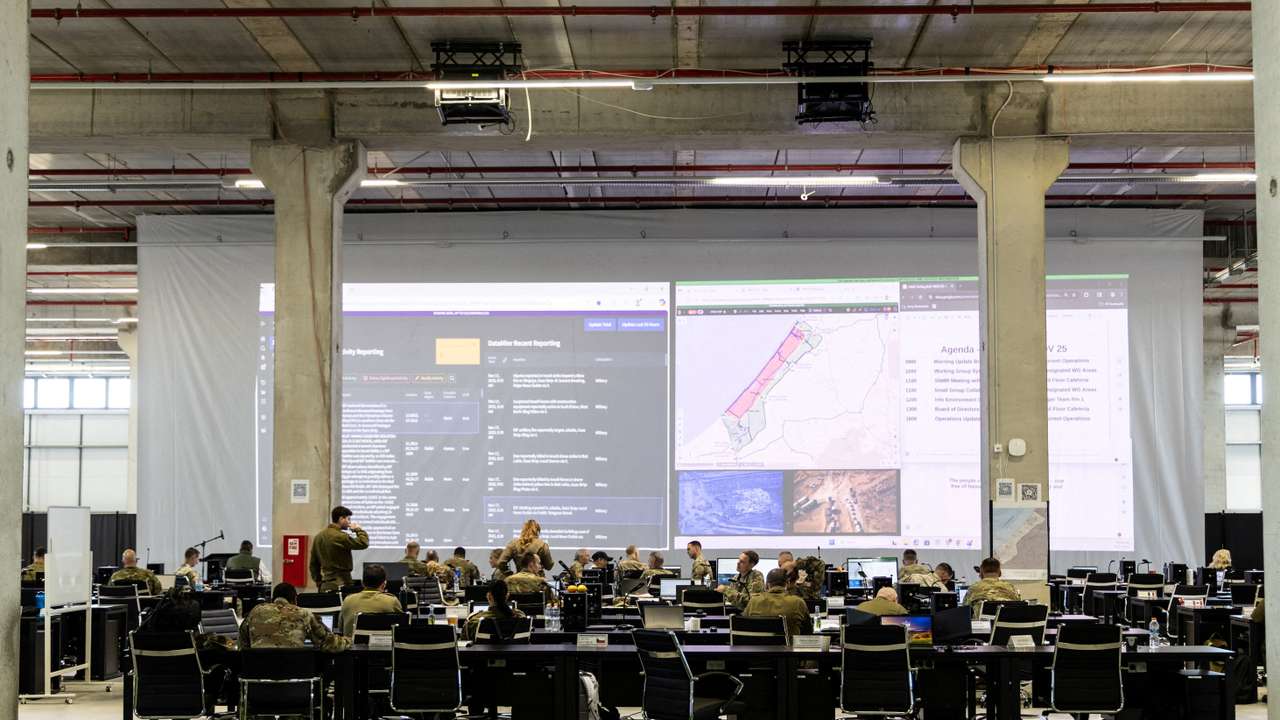 Soldiers of multiple countries convene at the Civil Military Coordination Centre, the U.S.-led centre overseeing the implementation of President Donald Trump's plan to end the war in Gaza, in Kiryat Gat in southern Israel