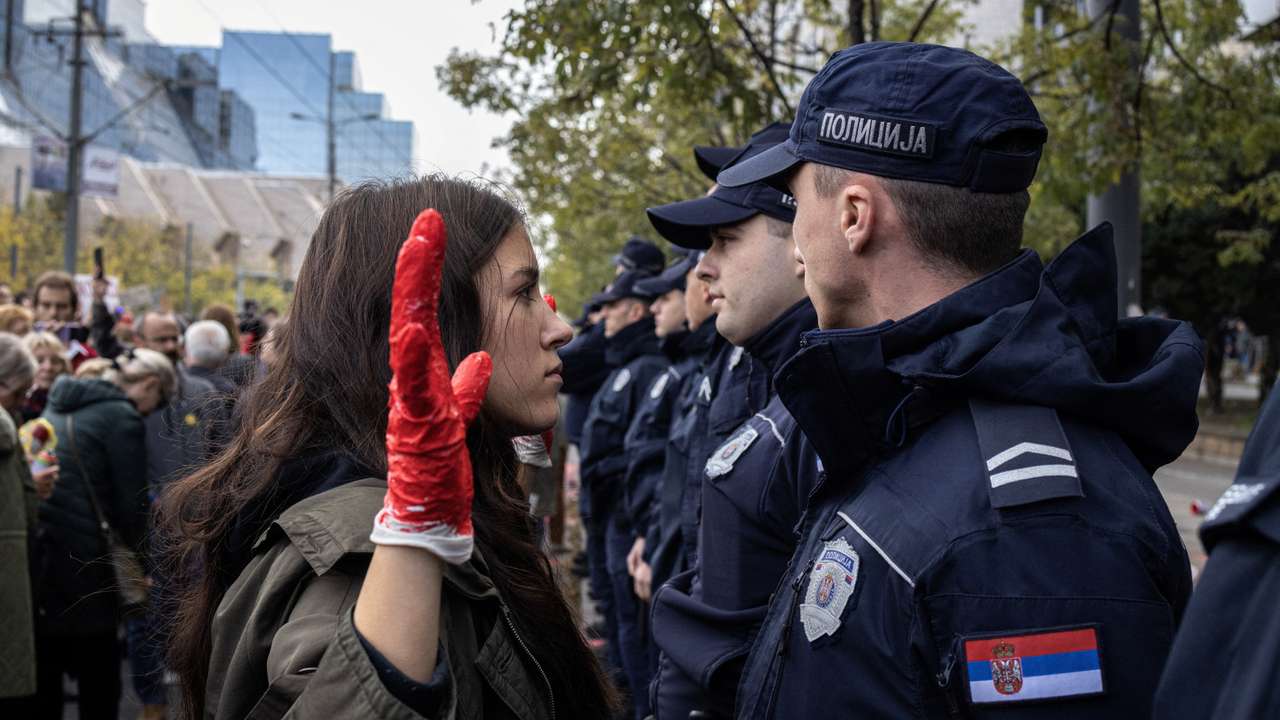 An anti-government protest after fatal railway collapse