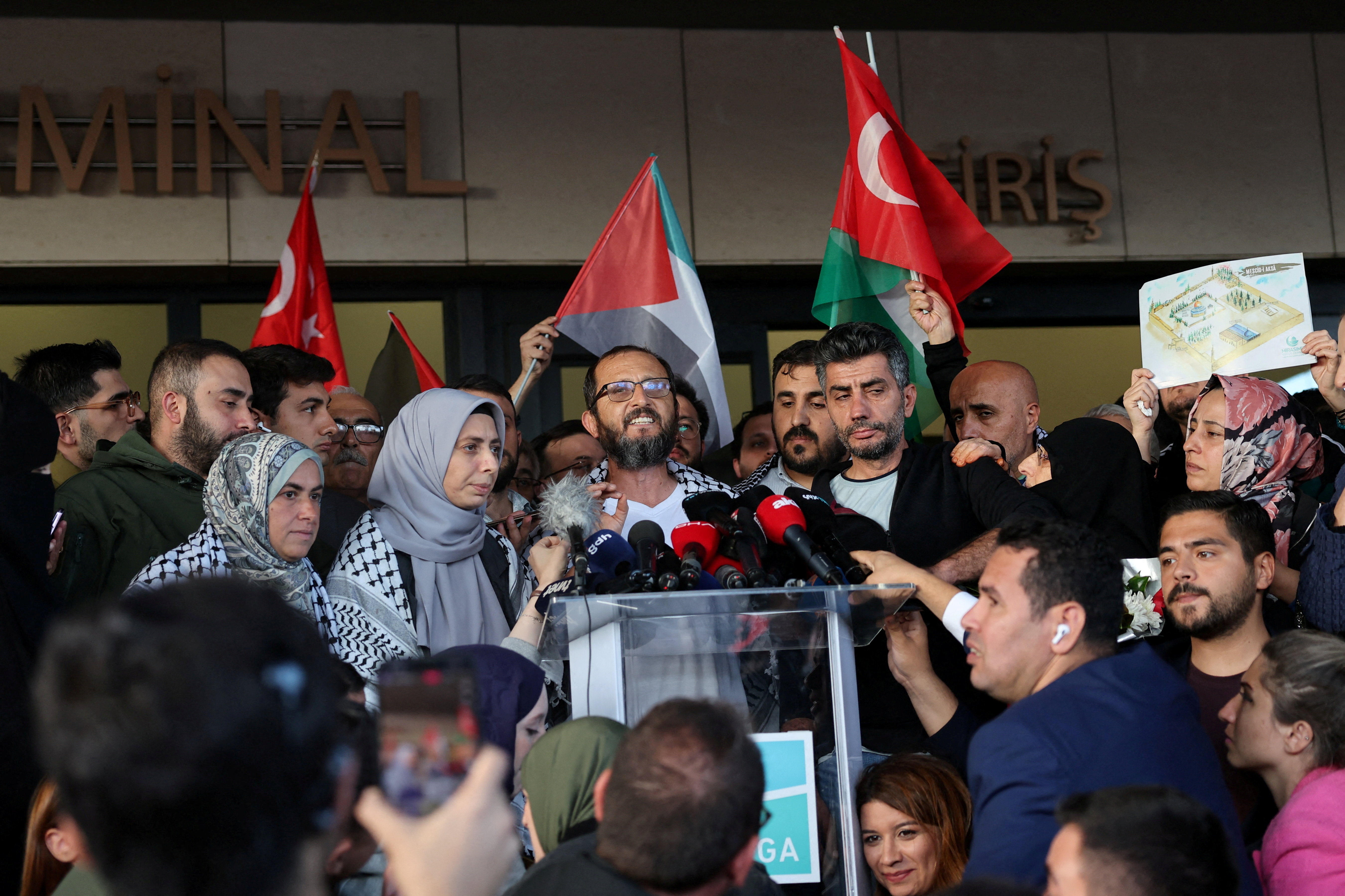 Global Sumud Flotilla activists arrive at Istanbul Airport