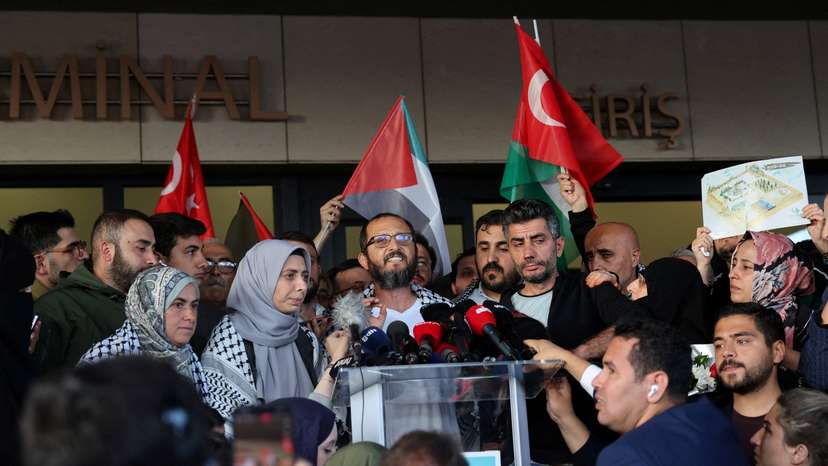 Global Sumud Flotilla activists arrive at Istanbul Airport