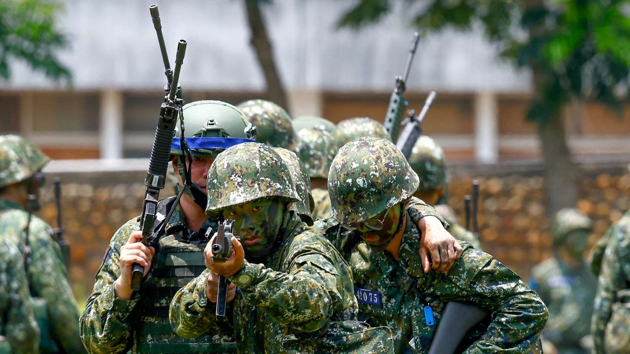 FILE PHOTO: New military recruits at training in Taichung