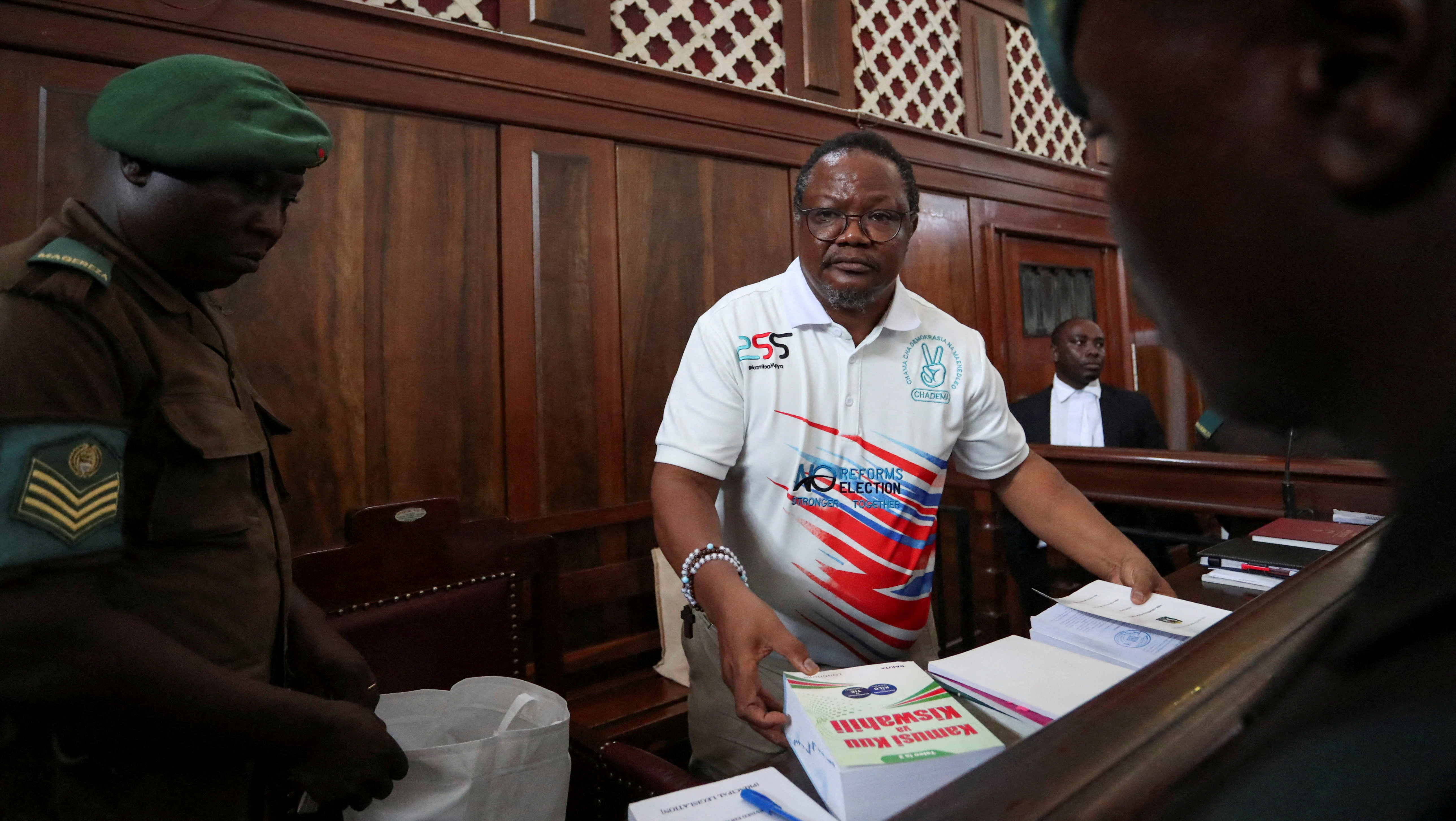 FILE PHOTO: Tanzanian opposition leader and former presidential candidate Tundu Lissu of CHADEMA party at the High Court in Dar es Salaam