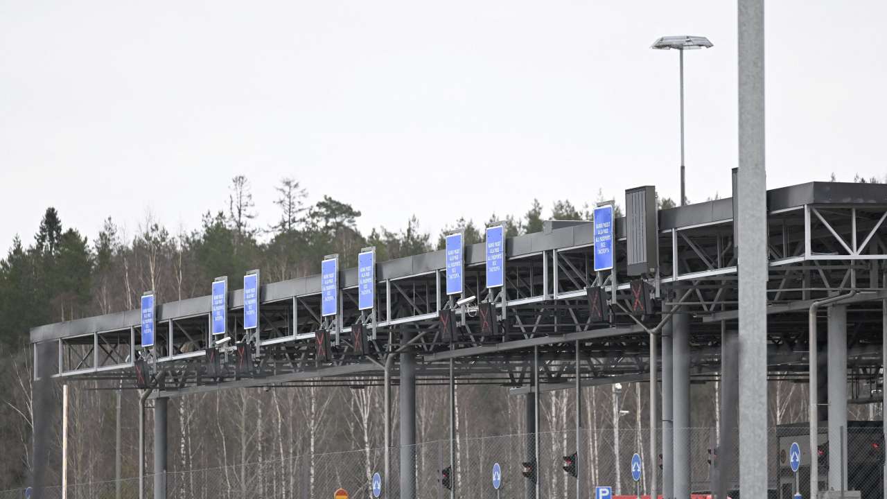A view of the border between Russia and Finland at the Nuijamaa border checkpoint in Lappeenranta
