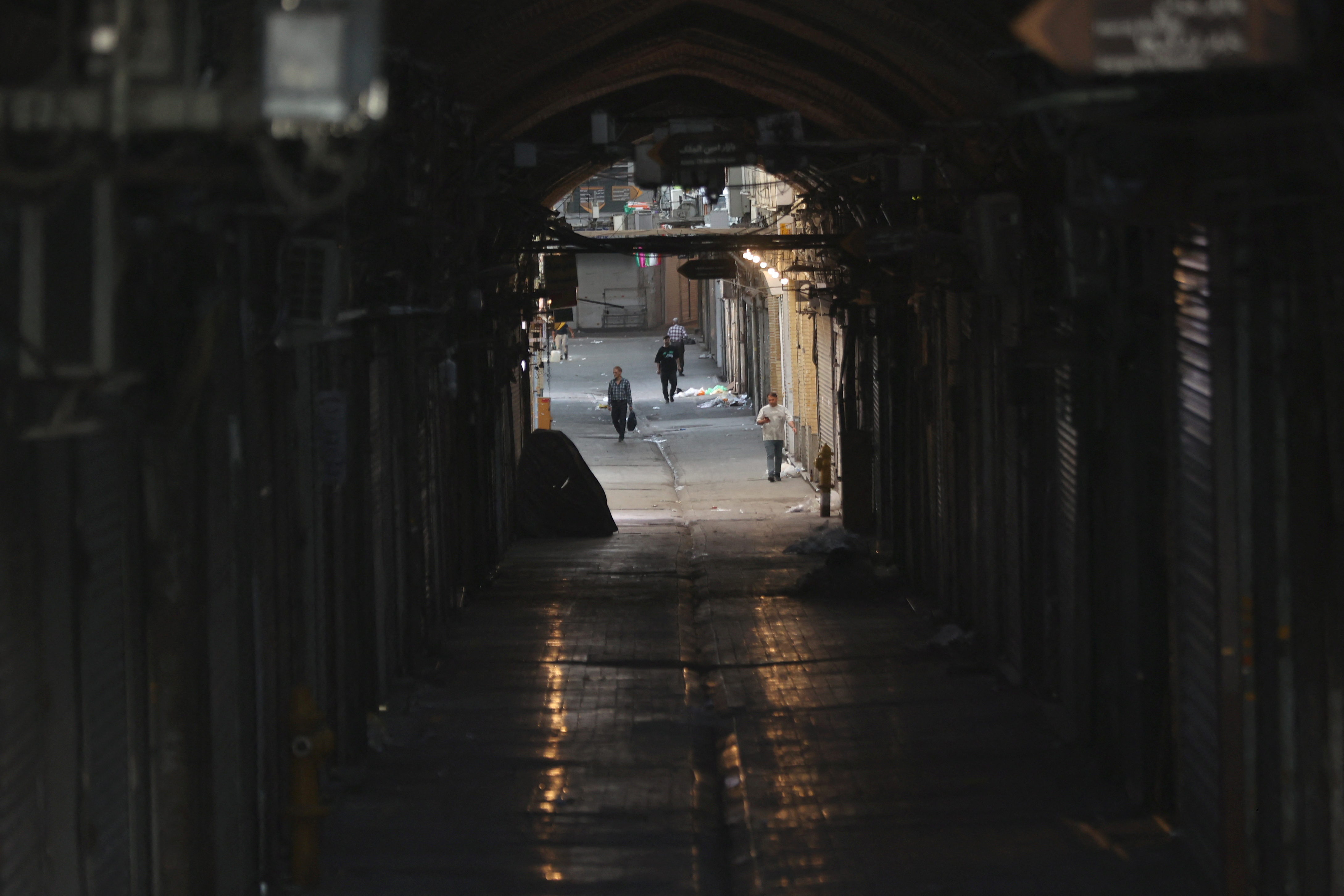 Closed shops in the Tehran Bazaar following the Israeli strikes on Iran, in the centre of Tehran