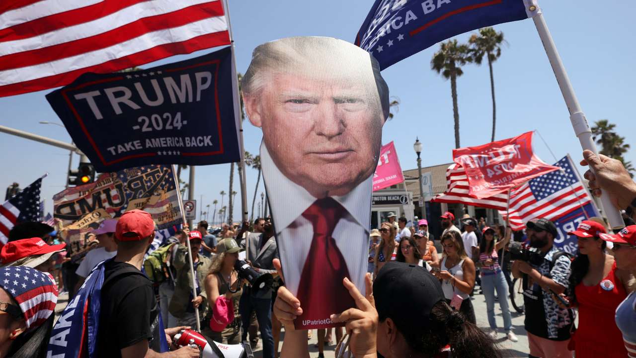 Demonstration in support of former U.S. President Donald Trump, in Huntington Beach