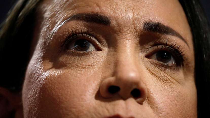 FILE PHOTO: Opposition leader Maria Corina Machado addresses the media, in Caracas