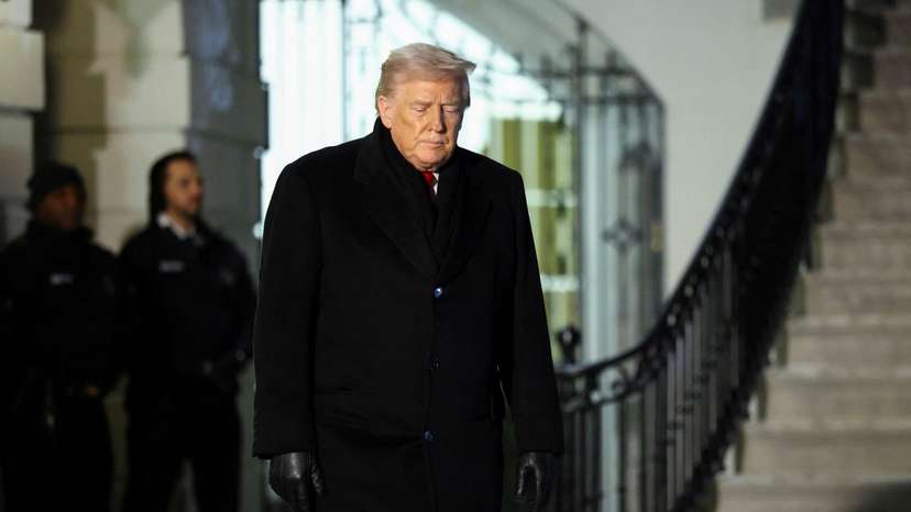 U.S. President Donald Trump boards Marine One en route to Davos, Switzerland from the South Lawn of the White House in Washington