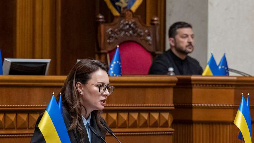 A newly appointed Ukrainian Prime Minister Yulia Svyrydenko attends a session of Ukrainian parliament in Kyiv