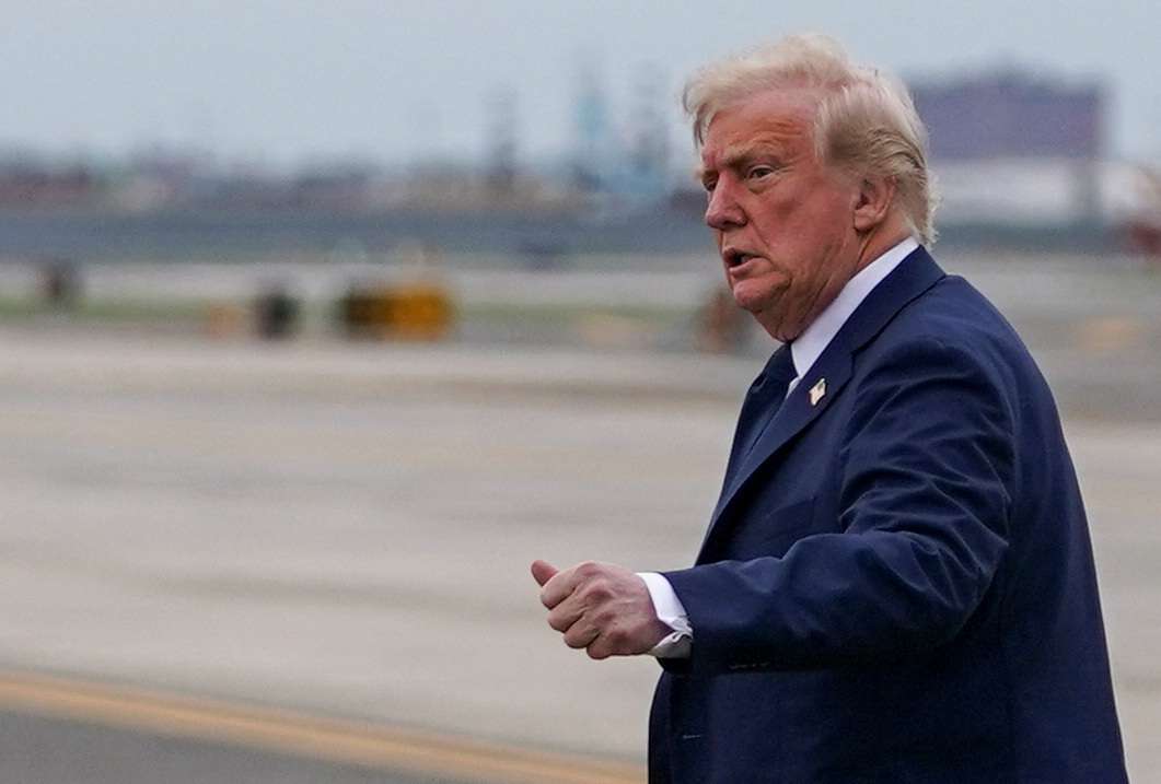 U.S. President Trump returns after attending Pope Francis' funeral