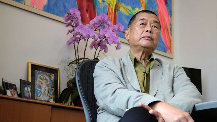 Media mogul Jimmy Lai Chee-ying, founder of Apple Daily speaks during an interview to response national security legislation in Hong Kong