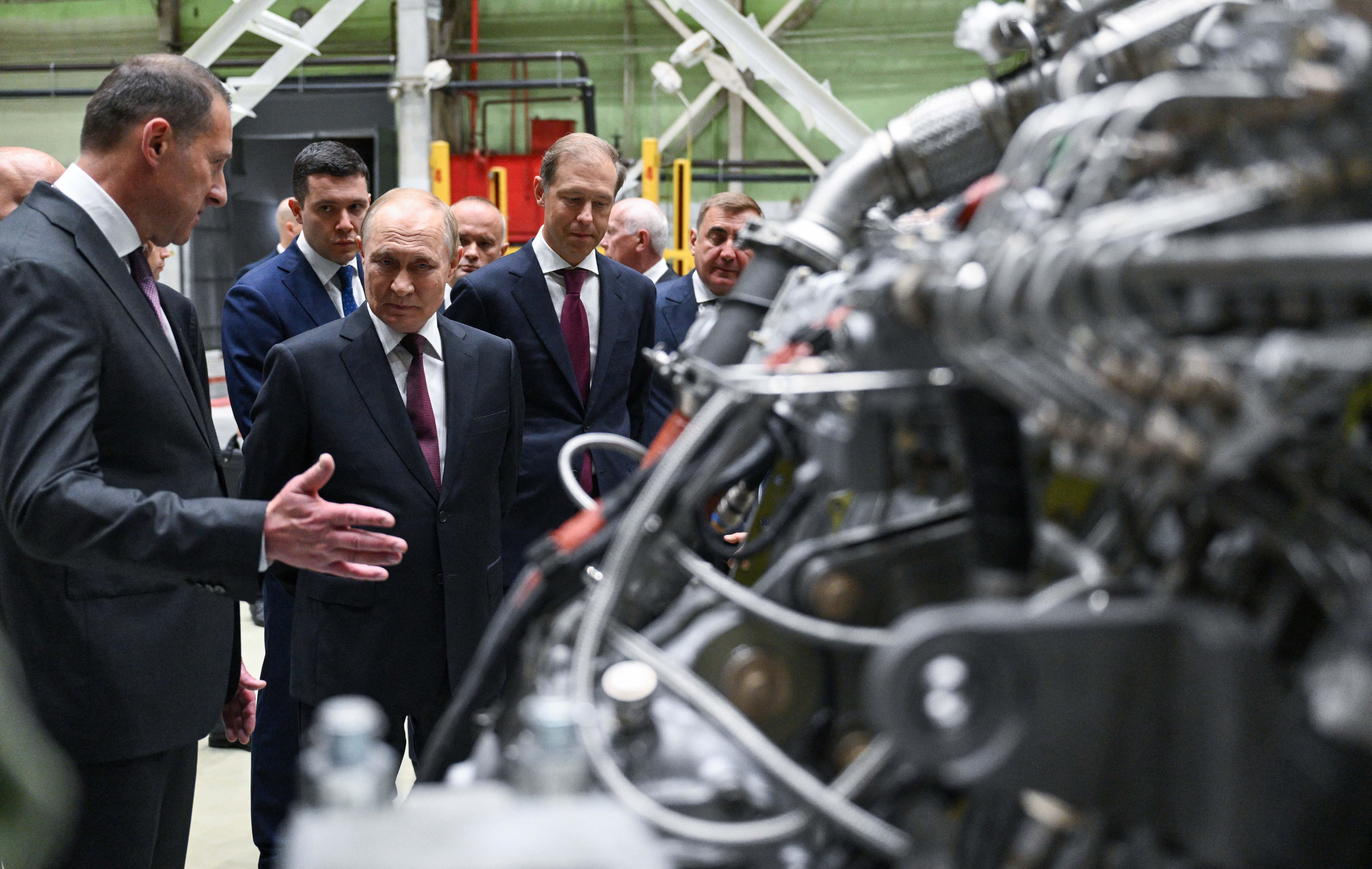 Russia's President Putin visits PJSC "Kuznetsov" engine-building enterprise in Samara