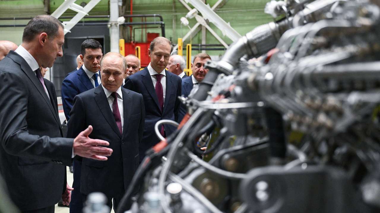 Russia's President Putin visits PJSC "Kuznetsov" engine-building enterprise in Samara
