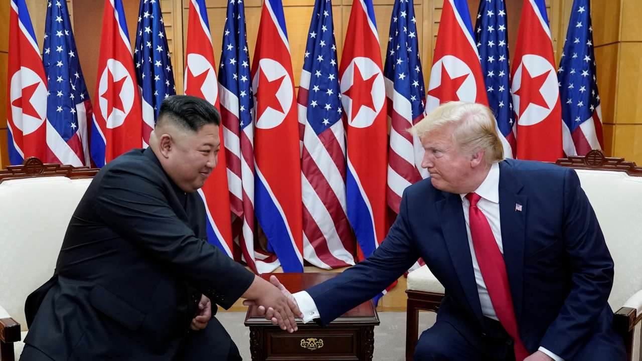 Trump meets with North Korean leader Kim Jong Un at the DMZ on the border of North and South Korea