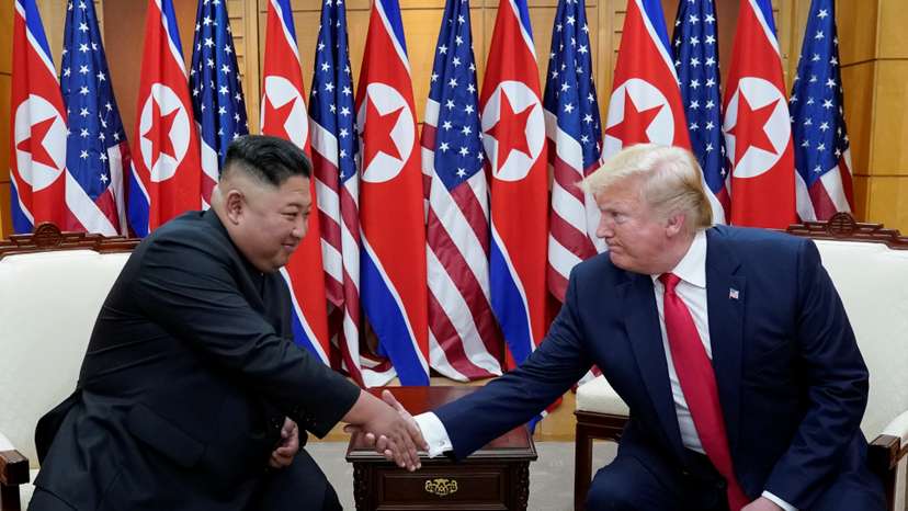 Trump meets with North Korean leader Kim Jong Un at the DMZ on the border of North and South Korea