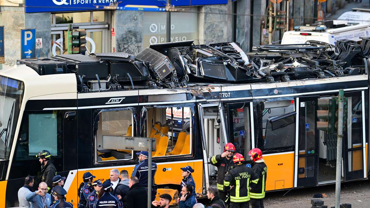 Aftermath of tram derailment in Milan