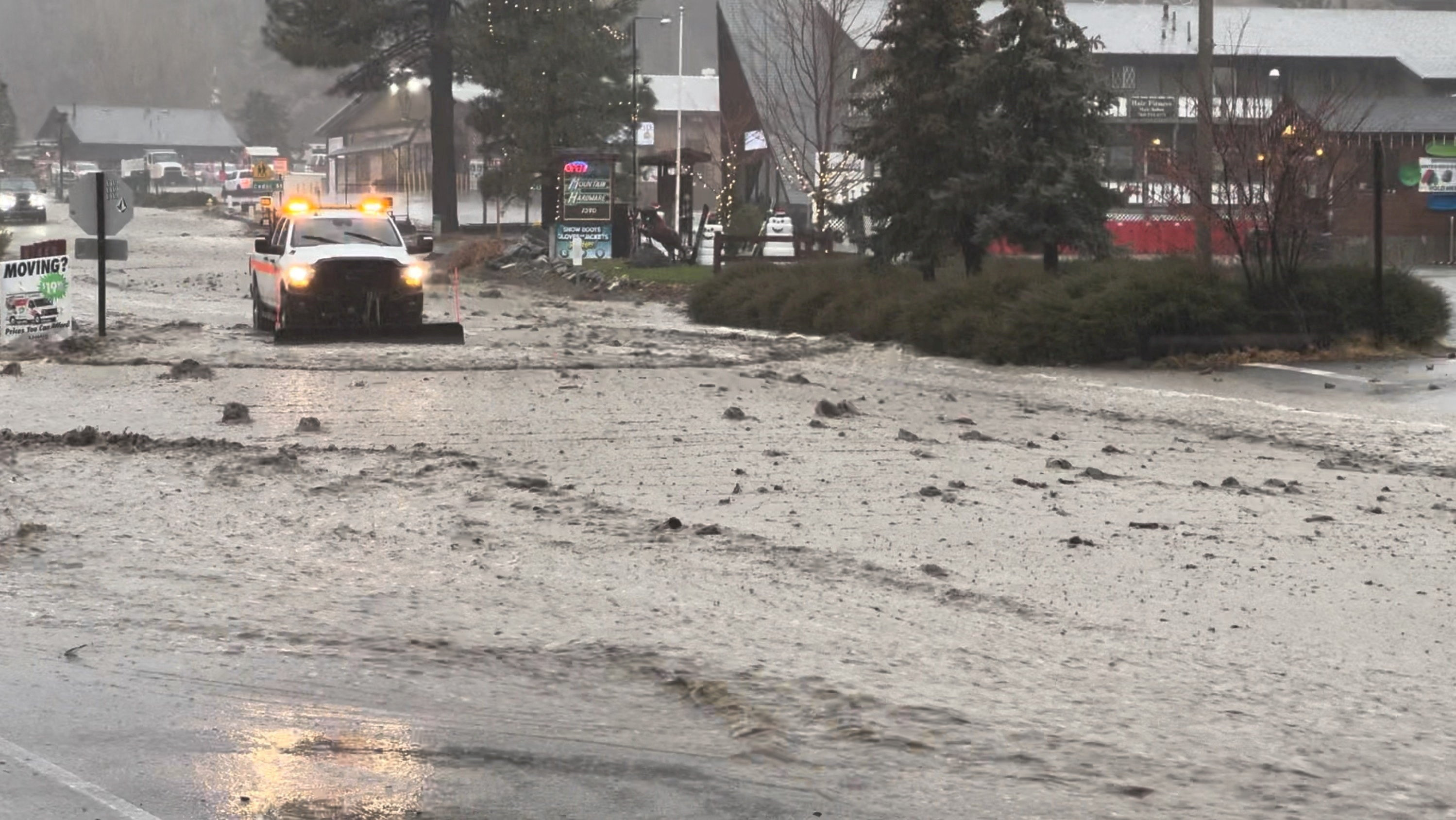 Aftermath of torrential rains, in San Bernardino County, California