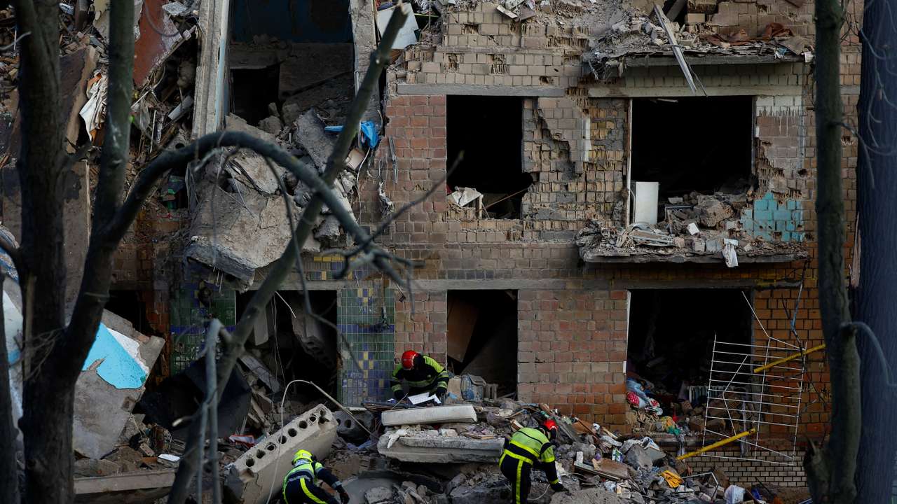 Aftermath of a Russian drone and missile attack in Kyiv
