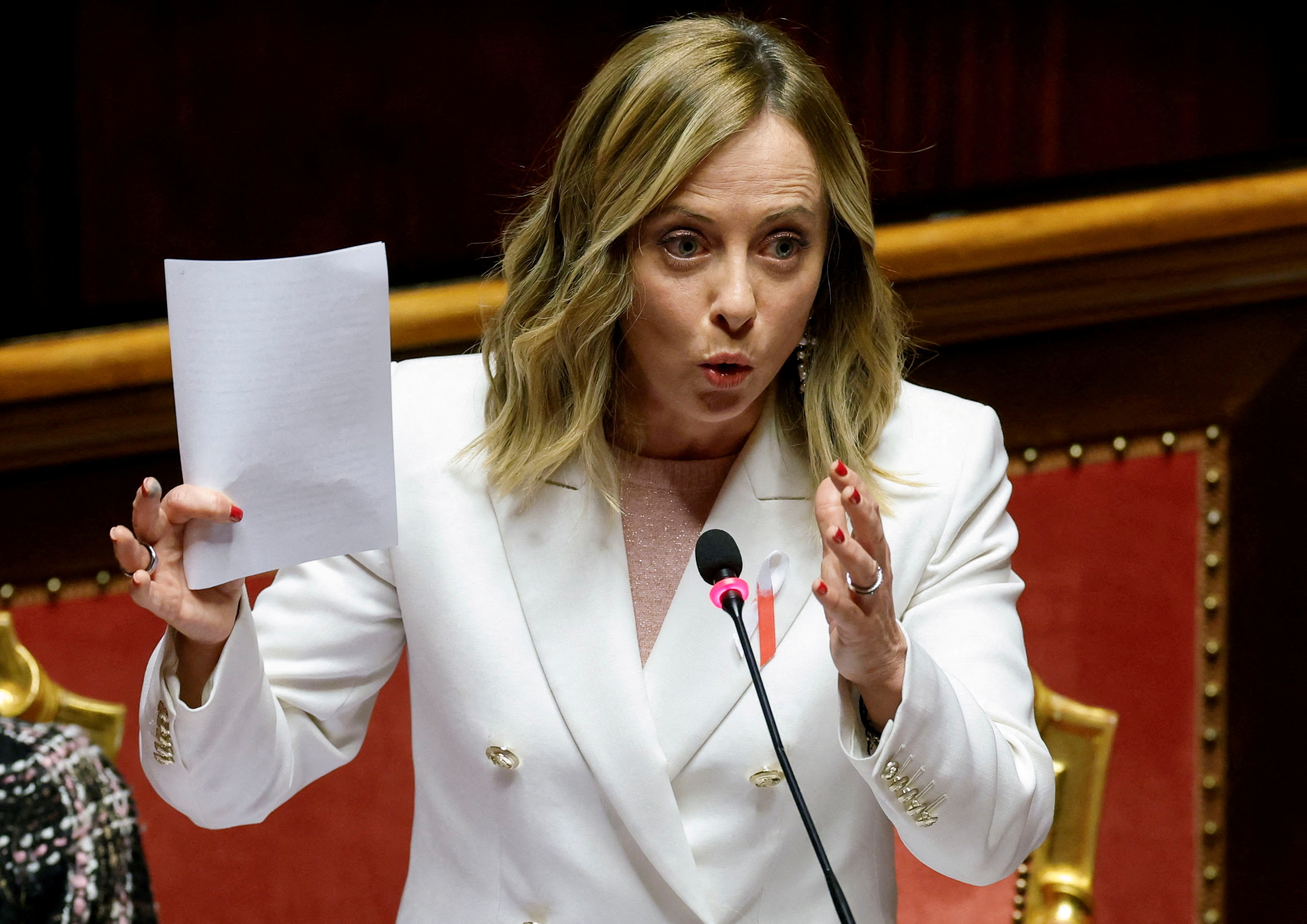 FILE PHOTO: Italy's Prime Minister Giorgia Meloni attends a question time at the higher house of parliament