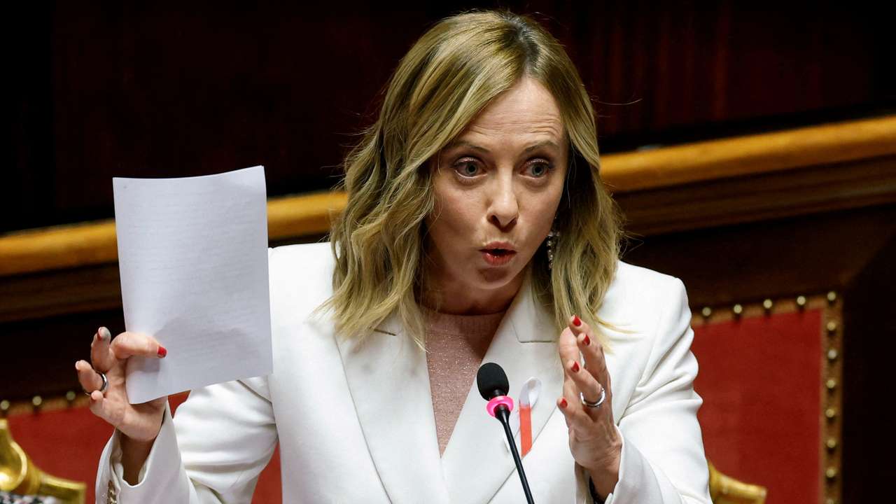 FILE PHOTO: Italy's Prime Minister Giorgia Meloni attends a question time at the higher house of parliament
