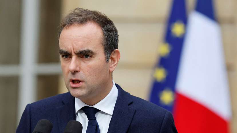 French outgoing Prime Minister Lecornu makes an address at Matignon in Paris