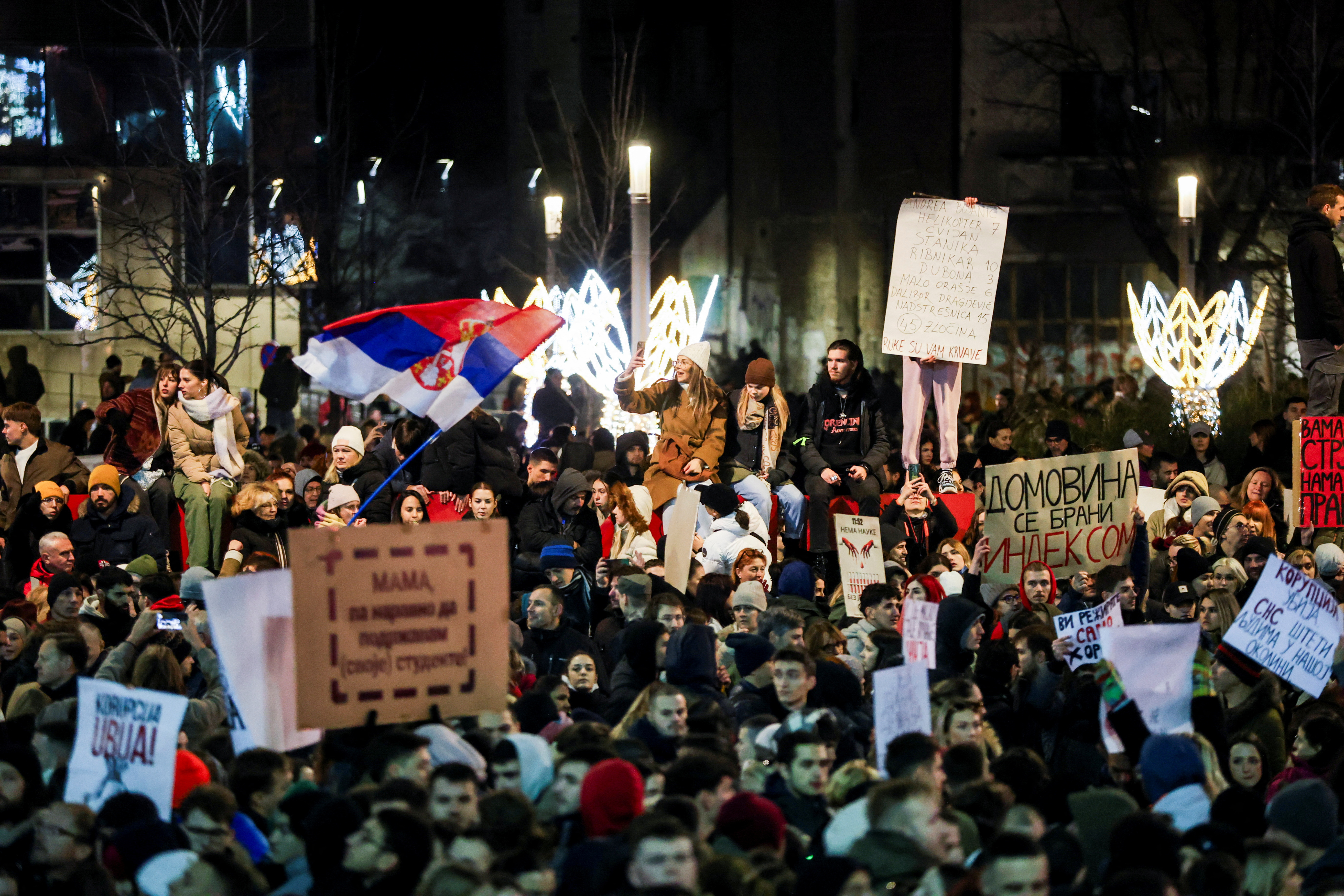 Anti-government protest following the Novi Sad railway station disaster, in Belgrade