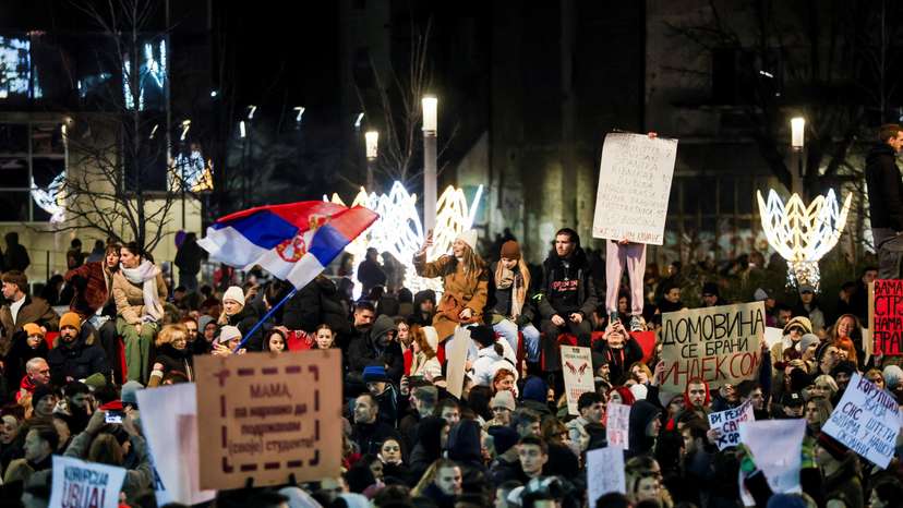 Anti-government protest following the Novi Sad railway station disaster, in Belgrade
