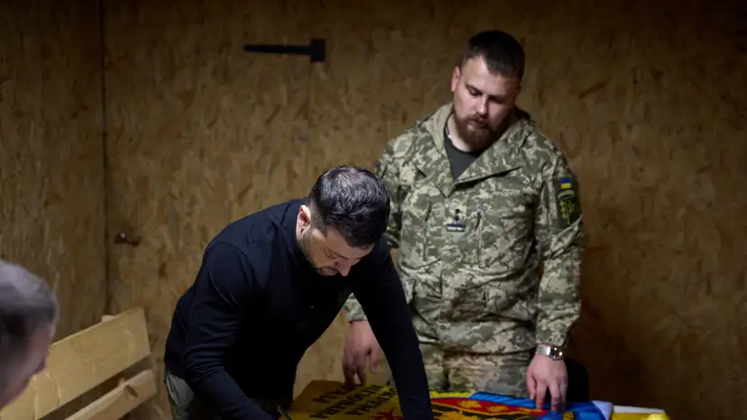 Ukraine's President Zelenskiy visits a front line in Zaporizhzhia region