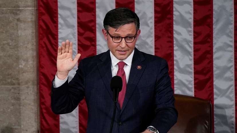 U.S. House of Representatives elect Mike Johnson as the new Speaker of the House at the U.S. Capitol in Washington