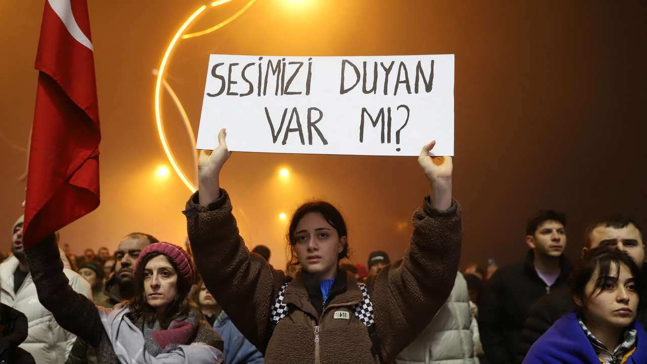 People gather to commemorate the one-year anniversary of the devastating earthquake, in Hatay