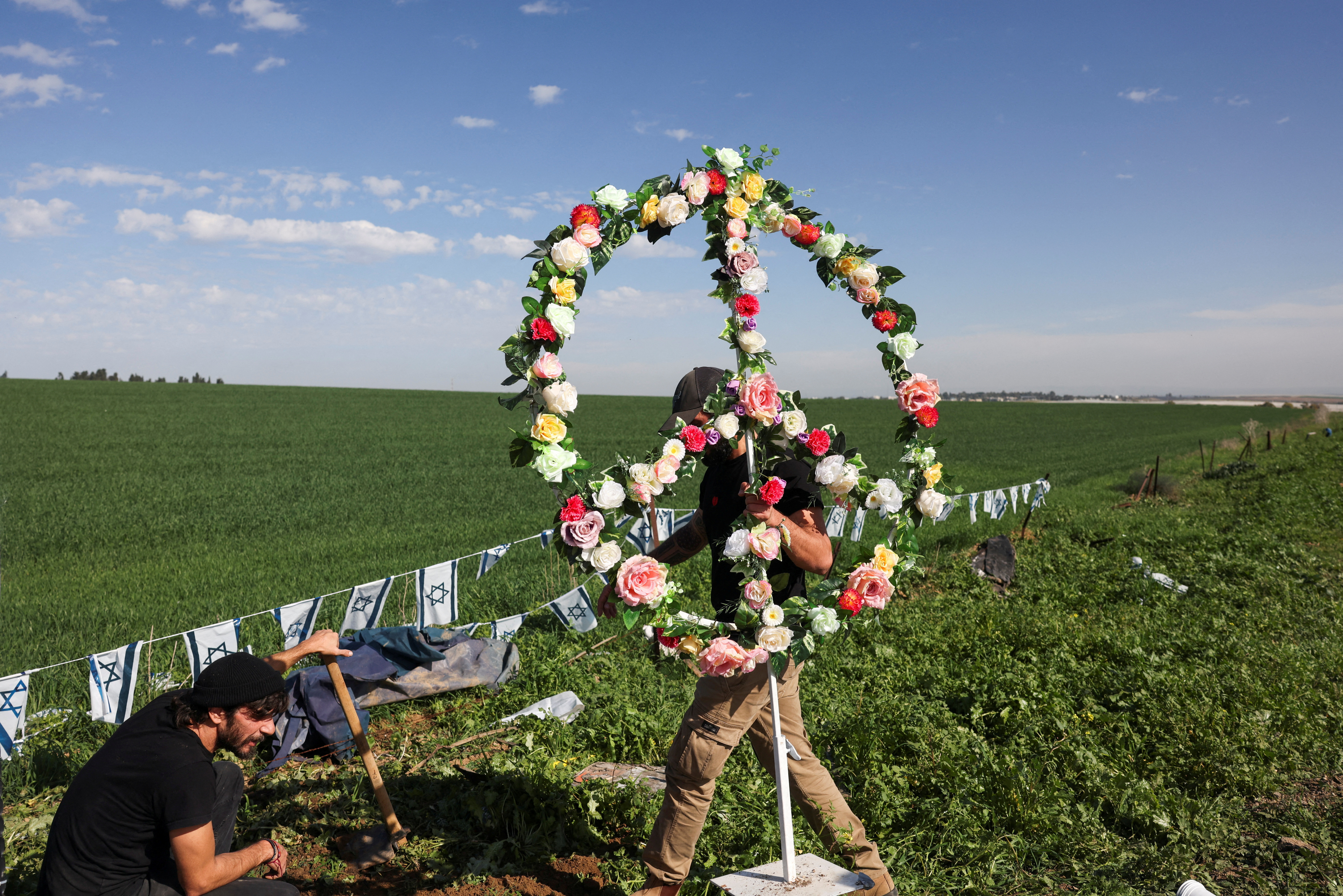 The family of Liraz Assulin creates a memorial for her, near Kibbutz Kfar Aza