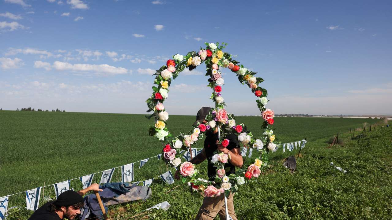 The family of Liraz Assulin creates a memorial for her, near Kibbutz Kfar Aza